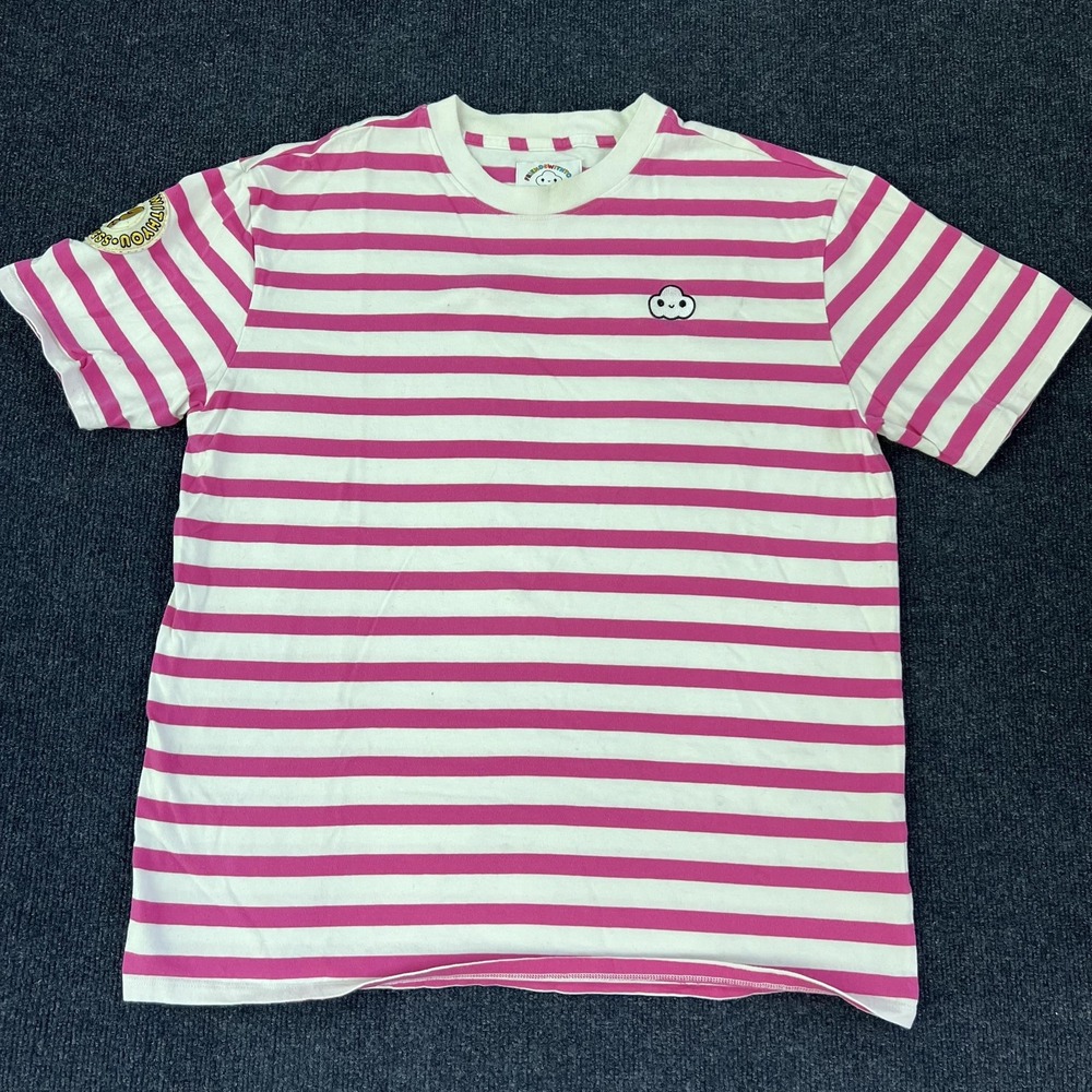 Guess FriendsWithYou Shirt Mens Medium Pink‎ Stripe Cloud Graphic Tee T-Shirt
